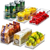 🍱 clear stackable food storage bins - set of 6 plastic refrigerator organizer bins for fridge, freezer, cabinet, pantry - bpa free логотип