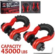 π ambull shackles 3/4" d ring shackle (2 pack) - 45,000lb break strength with 7/8" pin - anti theft security screws - isolator & washer kits - tow strap winch truck vehicle recovery - red logo