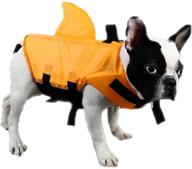 🐟 gabefish shark-print life jackets for dogs in blue and orange, swimwear for cats логотип