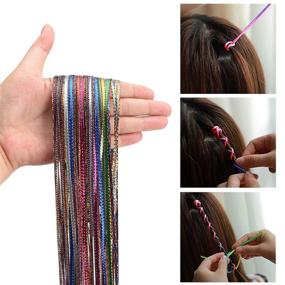 img 2 attached to 💇 Noverlife 88PCS Colorful Hair Strings for Braids - Hair Thread Yarn Braiding Wire Ribbons for Dreadlock Twists - Metallic Hair Tinsel Glitter Strands - Fashion Hair Styling Accessories