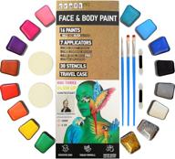 🎨 craft pro face paint - vegan, cruelty-free & safe for sensitive skin. complete with guidebook, applicators, stencils. easily applied & removed (water activated body paint) logo