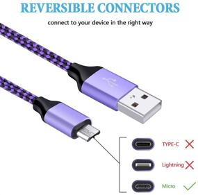 img 1 attached to 🔌 Высокоскоростные плетеные микро USB-кабели - 5 штук, длиной 6 футов - совместимы с Samsung Galaxy, Sony, Motorola, HTC, LG планшетами и другими