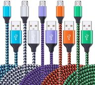 🔌 высокоскоростные плетеные микро usb-кабели - 5 штук, длиной 6 футов - совместимы с samsung galaxy, sony, motorola, htc, lg планшетами и другими логотип