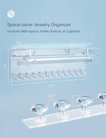 img 2 attached to 💎 Acrylic Necklace Holder with Shelf: 12 Diamond Shape Hooks, Removable Bracelet Rod - Wall Mounted Jewelry Organizer and Rack