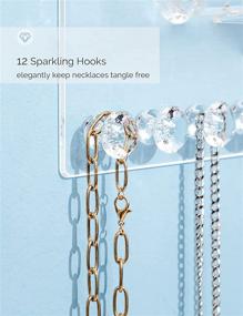 img 1 attached to 💎 Acrylic Necklace Holder with Shelf: 12 Diamond Shape Hooks, Removable Bracelet Rod - Wall Mounted Jewelry Organizer and Rack