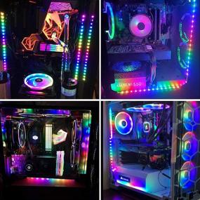 img 3 attached to 💡 BTF-LIGHTING WS2812B RGBIC LED RGB PC Light Strip 4PCs 19in Individually Addressable LED Strip with 5V 3-Pin RGB LED Headers for Asus Aura, Asrock RGB Led, Gigabyte RGB Fusion, and MSI Mystic Light Support