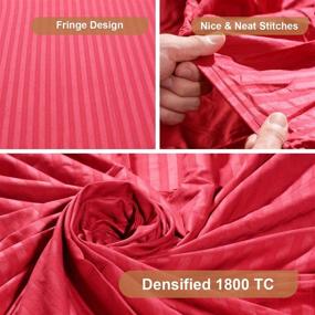 img 2 attached to FarDeer Stripe Full Bed Sheet Set - Brushed Microfiber 1800 🛏️ Bedding - Wrinkle, Fade, Stain Resistant, Hypoallergenic Sheets - 4 Piece (Red)