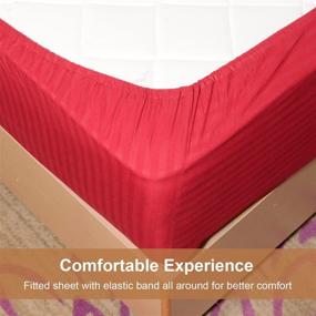 img 1 attached to FarDeer Stripe Full Bed Sheet Set - Brushed Microfiber 1800 🛏️ Bedding - Wrinkle, Fade, Stain Resistant, Hypoallergenic Sheets - 4 Piece (Red)