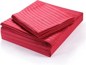 img 4 attached to FarDeer Stripe Full Bed Sheet Set - Brushed Microfiber 1800 🛏️ Bedding - Wrinkle, Fade, Stain Resistant, Hypoallergenic Sheets - 4 Piece (Red)