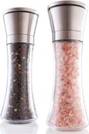 premium salt and pepper grinder set - stainless steel shakers with adjustable coarse mills - enhance your seasonings, freshly ground pepper, himalayan and sea salts - refillable and stylish logo