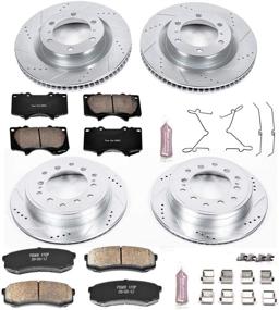 img 1 attached to 🔝 Enhanced Performance Kit: Power Stop K5874 Front and Rear Z23 Carbon Fiber Brake Pads with Drilled & Slotted Brake Rotors