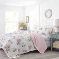 🌸 laura ashley honeysuckle collection quilt set: 100% cotton, reversible, all season bedding with matching sham(s), queen, blush - pre-washed for added softness logo