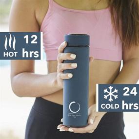 img 2 attached to Pure Zen Tea Thermos with Infuser: Stainless Steel Insulated Tumbler for Loose Leaf Tea, Iced Coffee, and Fruit-Infused Water - Blue, 15oz