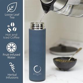 img 1 attached to Pure Zen Tea Thermos with Infuser: Stainless Steel Insulated Tumbler for Loose Leaf Tea, Iced Coffee, and Fruit-Infused Water - Blue, 15oz