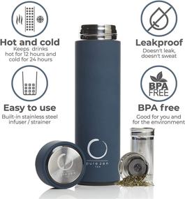 img 3 attached to Pure Zen Tea Thermos with Infuser: Stainless Steel Insulated Tumbler for Loose Leaf Tea, Iced Coffee, and Fruit-Infused Water - Blue, 15oz