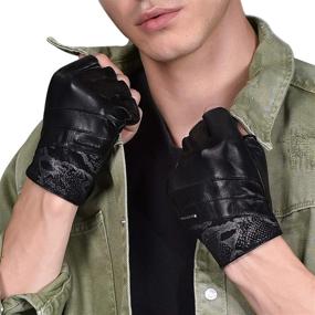 img 4 attached to 🧤 Fioretto Fingerless Goatskin Men's Accessories: Driving Leather Gloves & Mittens