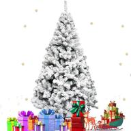 🎄 festive flocked christmas tree 6ft: white artificial xmas tree with metal stand - perfect for holiday decorations! логотип