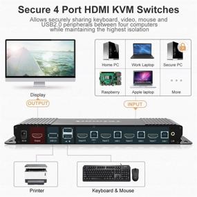 img 4 attached to 🔁 TESmart HDMI KVM Switcher - 4K @ 60Hz UHD Support with USB 2.0 - 2 KVM Cables Included