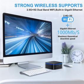 img 1 attached to 💻 Windows 10 Pro Mini PC: Micro Computer with Intel Celeron J3455 Processor (up to 2.3 GHz), 4GB RAM, 64GB ROM - Ideal for Business Travel, HTPC. Supports Gigabit Ethernet, Dual Band 2.4/5G WiFi, Bluetooth 4.2