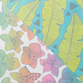 img 2 attached to 🌴 Tropical Banana Leaves/Rainbow Orchids Wrapping Paper - 3 Sheets, Double-Sided & Eco-Friendly Gift Wrap