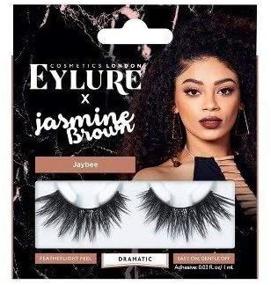 img 1 attached to 👁️ Eylure Jasmine Brown Curly Queen False Lashes - Reusable, Includes Adhesive, 1 Pair