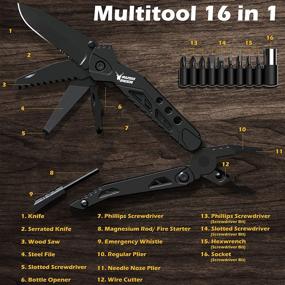 img 1 attached to 🔧 RushDeer 16 in 1 Multitool Pocket Knife – Pliers, Bottle Opener, Fire Starter, Screwdriver, and More – Perfect Christmas Gift or Stocking Stuffer for Men, Women – Ideal for Camping, Work, Survival, and Outdoor Activities