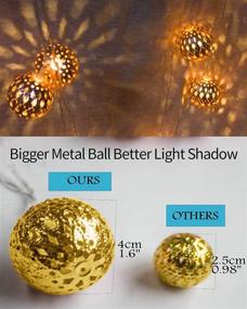 img 1 attached to ⚡️ Golden Metal Ball Moroccan Globe LED Fairy String Lights - Waterproof & Remote Controlled for Indoor Home Bedroom Decor - USB Plug-in Hanging Lights with Music Mode (Pack of 50)