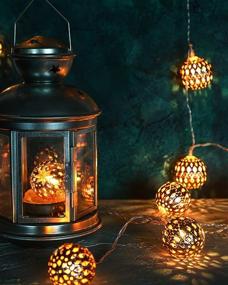 img 2 attached to ⚡️ Golden Metal Ball Moroccan Globe LED Fairy String Lights - Waterproof & Remote Controlled for Indoor Home Bedroom Decor - USB Plug-in Hanging Lights with Music Mode (Pack of 50)