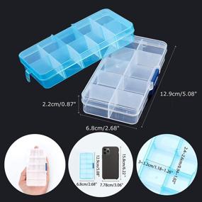 img 3 attached to 💎 PH PandaHall Set of 5 Plastic Bead Storage Boxes with Movable Dividers - Jewelry Organizer for Small Earring, Craft, Sewing Supplies - 10 Grids Rectangle Container - Size 2.6x5x0.8inch