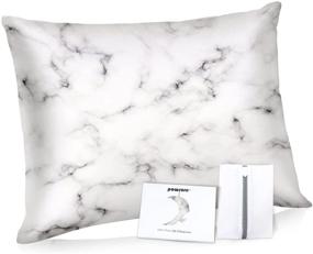 img 4 attached to Powsure Pure Mulberry Silk Pillowcase for Hair and Skin - 100% Natural Marble Silk Pillow Cases 🌙 with Hidden Zipper - 25 Momme - 600 Thread Count - Soft, Breathable, and Smooth Silk Pillow Cover