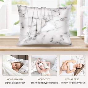 img 2 attached to Powsure Pure Mulberry Silk Pillowcase for Hair and Skin - 100% Natural Marble Silk Pillow Cases 🌙 with Hidden Zipper - 25 Momme - 600 Thread Count - Soft, Breathable, and Smooth Silk Pillow Cover