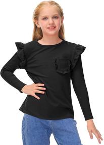 img 1 attached to BesserBay Ruffle Shoulder Flutter T Shirt Girls' Clothing and Tops, Tees & Blouses