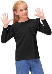 img 2 attached to BesserBay Ruffle Shoulder Flutter T Shirt Girls' Clothing and Tops, Tees & Blouses