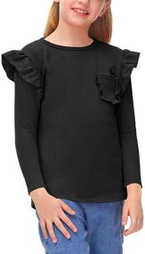 img 4 attached to BesserBay Ruffle Shoulder Flutter T Shirt Girls' Clothing and Tops, Tees & Blouses