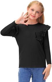 img 3 attached to BesserBay Ruffle Shoulder Flutter T Shirt Girls' Clothing and Tops, Tees & Blouses