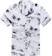 palm wave men's hawaiian shirt: aloha style meets white map design logo