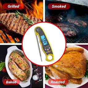 img 2 attached to 🌡️ BBQ Mate Dual Probe Instant Read Meat Thermometer - Accurate Digital Cooking Thermometer with Large LCD Backlight for Kitchen, Candy, BBQ, Grill - Battery Included (Yellow)