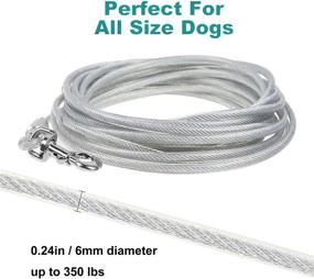 img 3 attached to Highly Durable Dog Tie Out Cable - 32 ft Length, 650 lbs Break Strength - Galvanized Braided Steel with PVC Coating - Chew Proof Lead - Ideal for Small to Large Dogs, Pets, Yard, Camping, Outdoors