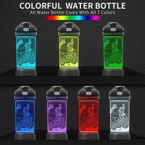 img 3 attached to 🚲 Lightzz Dirt Bike Gifts: 3D Glowing Water Bottle for Kids - 14 Oz Tritan BPA Free - LED Light, Ideal Travel Cup for School, Camping & More!