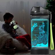 🚲 lightzz dirt bike gifts: 3d glowing water bottle for kids - 14 oz tritan bpa free - led light, ideal travel cup for school, camping & more! логотип