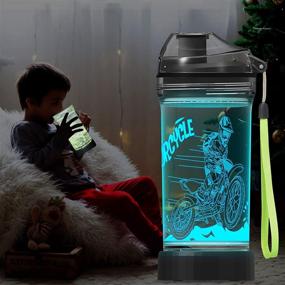 img 4 attached to 🚲 Lightzz Dirt Bike Gifts: 3D Glowing Water Bottle for Kids - 14 Oz Tritan BPA Free - LED Light, Ideal Travel Cup for School, Camping & More!