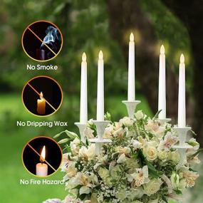 img 2 attached to Pack of 8 White 7.9 Inch LED Flameless Taper Candles with 2 Remote Controls and Timer - Battery Operated Warm White Flickering Fake Candles for Home, Holiday, Wedding Decor