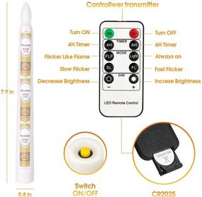 img 1 attached to Pack of 8 White 7.9 Inch LED Flameless Taper Candles with 2 Remote Controls and Timer - Battery Operated Warm White Flickering Fake Candles for Home, Holiday, Wedding Decor