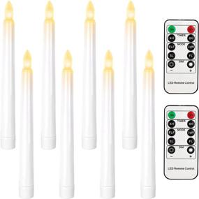 img 4 attached to Pack of 8 White 7.9 Inch LED Flameless Taper Candles with 2 Remote Controls and Timer - Battery Operated Warm White Flickering Fake Candles for Home, Holiday, Wedding Decor