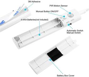 img 1 attached to 🚪 Convenient Motion Sensor Wardrobe Light: LED Strip, PIR Auto on/Off, Battery Powered, 6000K White for Bedside, Bathroom, Closet, Cabinet, Kitchen, Stairway