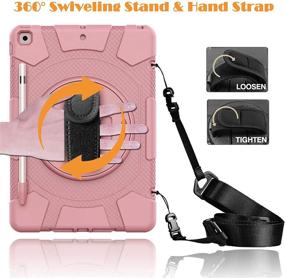 img 1 attached to LLGLTOMO iPad Case 8th/7th Generation, 360 Rotating Stand, Hand Strap, Pencil Holder - Rose Gold