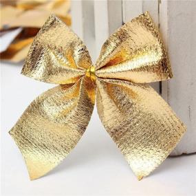 img 3 attached to Sparkling Gold Glitter Bow Mini Bow Craft Set: 24 Packs for Festive New Year Decor