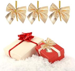 img 2 attached to Sparkling Gold Glitter Bow Mini Bow Craft Set: 24 Packs for Festive New Year Decor