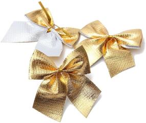 img 4 attached to Sparkling Gold Glitter Bow Mini Bow Craft Set: 24 Packs for Festive New Year Decor