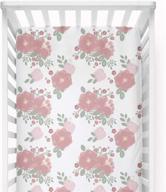 🌸 lotte & eve pink floral watercolor 100% cotton fitted crib sheet - ideal for standard cribs, perfect for baby girls or toddler girls logo